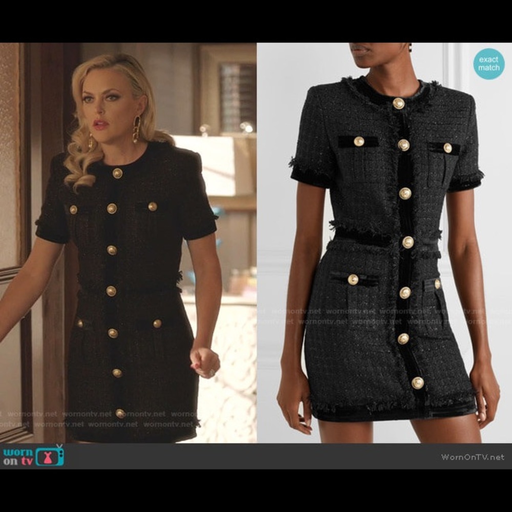 ❌SOLD❌ Balmain 38 Short iridescent black tweed dress - Picture 11 of 11